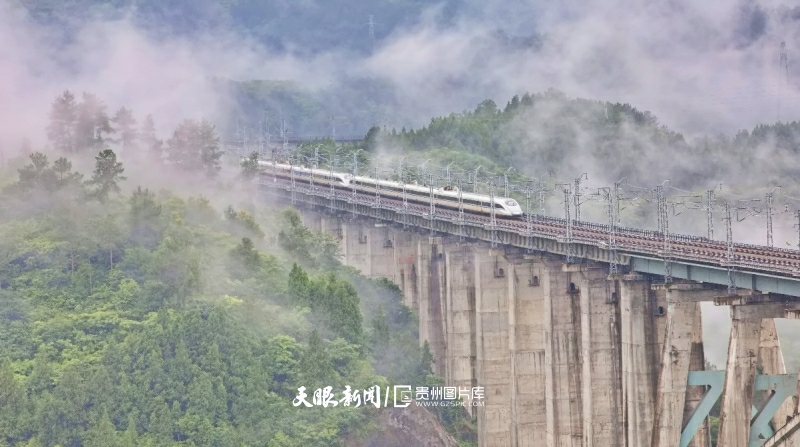 2021年7月1日，在渝贵快速铁路线贵州桐梓县区段，一列动车组正运行在铁路线上。（张贵忠 摄）.jpg