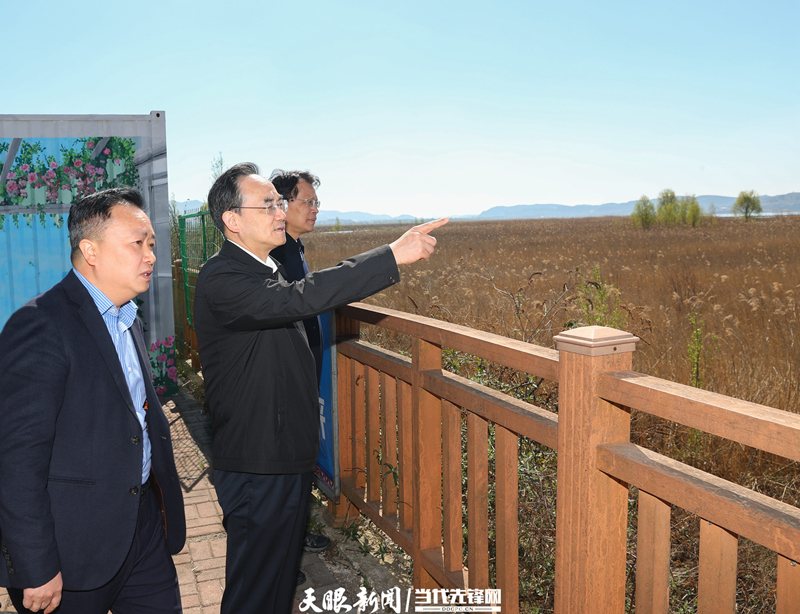 图为徐麟在草海考察，了解察草海综合治理。.jpg