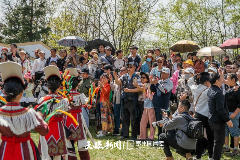 864237-2025年4月13日，在贵州省毕节市百里杜鹃管理区，游客正在景区里观看花仙子巡游表演。(11).jpg